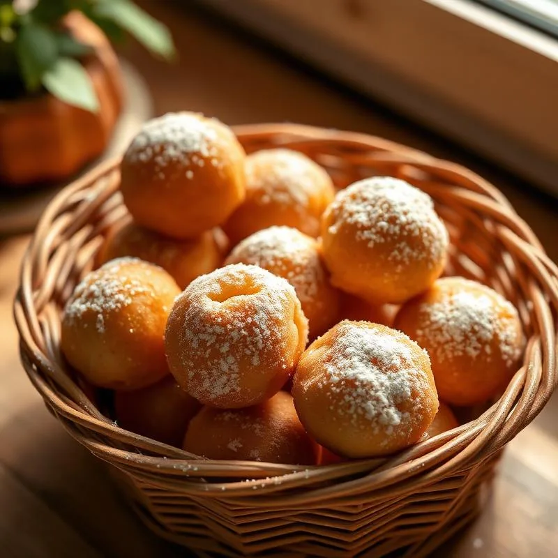 Golden pile of Nigerian puff puff fried dough balls